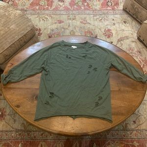 Oversized Colsie Green Ripped Sweatshirt